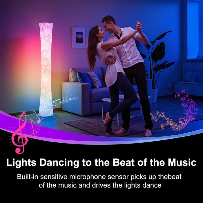61'' RGB LED Corner Floor Lamp, Unique Hourglass Shade, Round