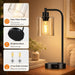 Set of 2 Industrial Touch Control Table Lamps with USB C+A Ports and AC Outlet - 3-Way Dimmable Black Bedside Lamps Nigh