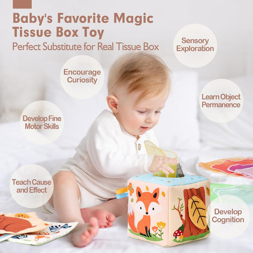Baby Tissue Box Toy - 6 Month Old Montessori Baby Toys 6-12 Months