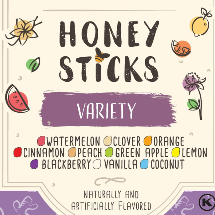Variety Pack Honey Sticks - Pure Honey Straws For Tea, Coffee, or a Healthy Treat - One Teaspoon of Flavored Honey Per Stick - Made In The USA with Real Honey - (20 Count)