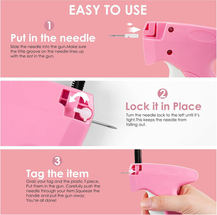 Stitch Gun for Clothes - Handheld Stitch Gun Quick Clothing Fixer - Tagging Gun - Includes 6 Needle, 1000 Black Fastener