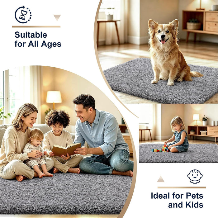 Microfiber Bathroom Rugs 30x20, Soft Highly Absorbent Bath Mat, Grey