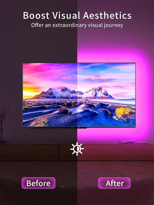 TV LED Lights, 11.5ft LED Lights for 32-55 Inch TV, RGB TV Backlight Behind with Remote, Music Sync Bluetooth APP Control Strip Lights USB Powered for Bedroom, PC, Gaming Monitor