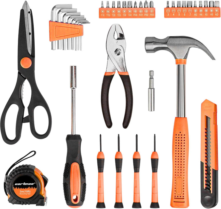 39-Piece Household Tool Set, Orange Hand Kit With Storage Case