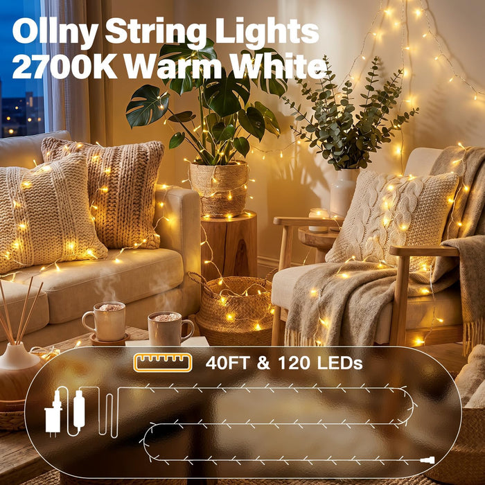 120LED 40FT String Lights Connectable Christmas Lights Indoor Outdoor