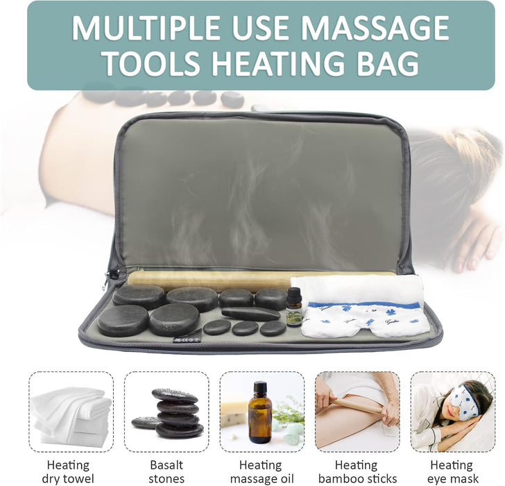 Massage Stones Set with Warmer Kit Hot Rocks Bamboo for Massage Hot Stones Massage Warmer Kit with Temperature Control a