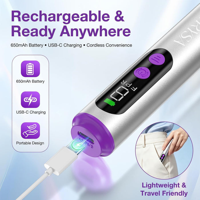 Cordless Electric Nail Drill, 9 Speed Professional E Filer for Nails