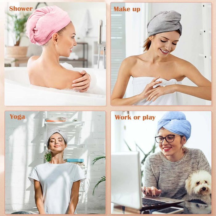 Three-Pack Microfiber Hair Towel Wraps
