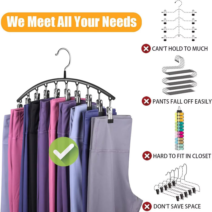 1/2/3PCS Legging Organizer for Closet, Pants Hangers With10 Clips Holds Space Saving Hanging Closet Organizer