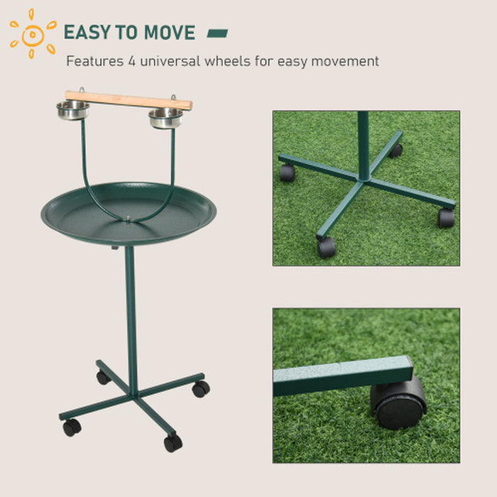 Rolling T-Bracket Bird Training Activity Playground with Perch