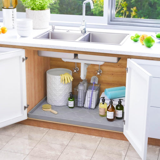 Waterproof Under Sink Mat 34" x 22", Silicone Mat Kitchen liner