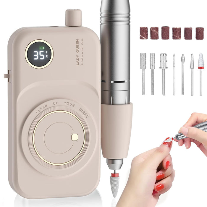 Portable Nail Drill Electric File: 35000RPM Professional Rechargeable Nail E File Machine,for Acrylic Nails Gel Polishin