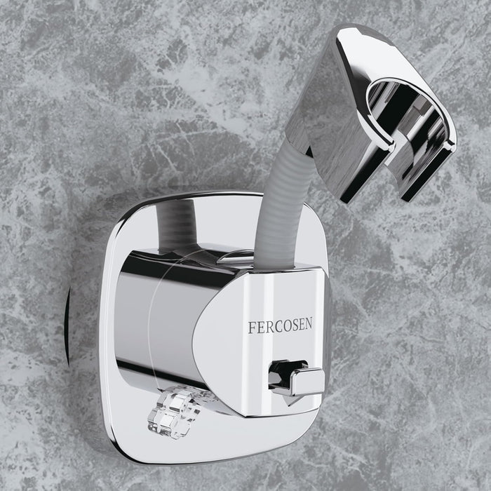 Shower Head Holder with Suction | 360° Swivel | Silver