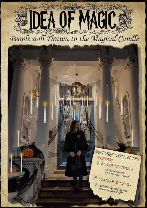 Halloween Decoration Floating Candle with Wand Magic LED Flickering-20PCs