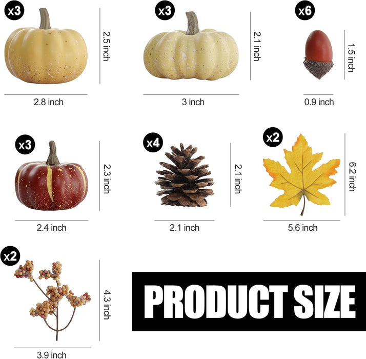 Pumpkin Decor Set, 23 PCS Fall Harvest Bowl Filler Decorations