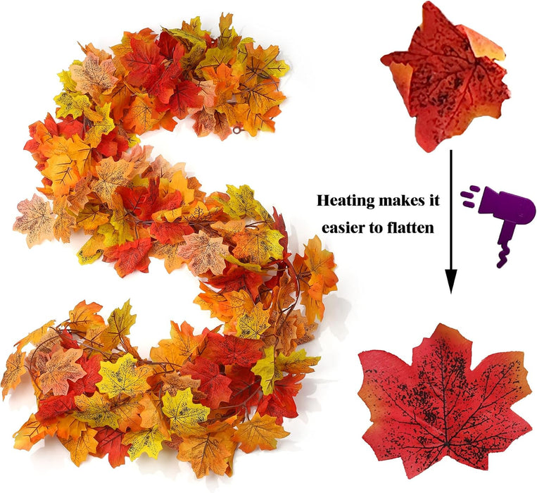 2Pcs 13FT Artificial Fall Leaves Garland for Thanksgiving Decor