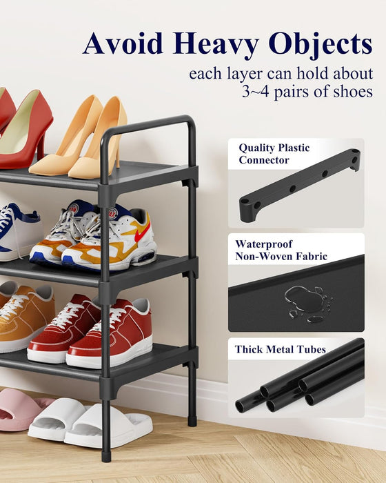 Shoe Rack for Closet, Shoe Storage, 27.6" Wide - 3 Tiers, Black