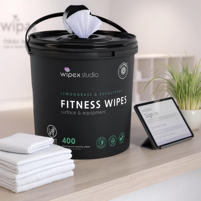 Yoga Mat Cleaner Wipes, EWG Verified, 400 Ct Plant-Based Lemongrass, Eucalyptus & Vinegar Wipes for Gym & Fitness Equipm