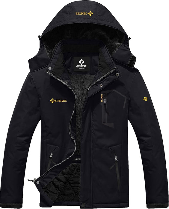 Men's Waterproof Ski Jacket Winter Snow Coat with Detachable Hood