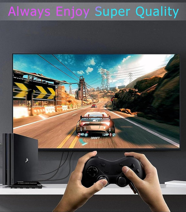 HDMI Switch 3 in 1 Out: 4K@30Hz Ultra HD HDMI Selector with Remote Control, High-Speed 10.2Gbps Transmission, Compatible with PS5, Xbox, Blu-ray, PC, and TV – Plug and Play