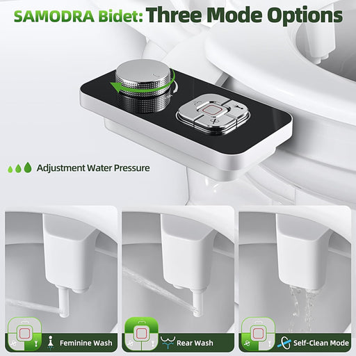 Bidet Attachment, Non-Electric Cold Water Bidet Toilet Seat Attachment with Pressure Controls, Retractable Self-Cleaning