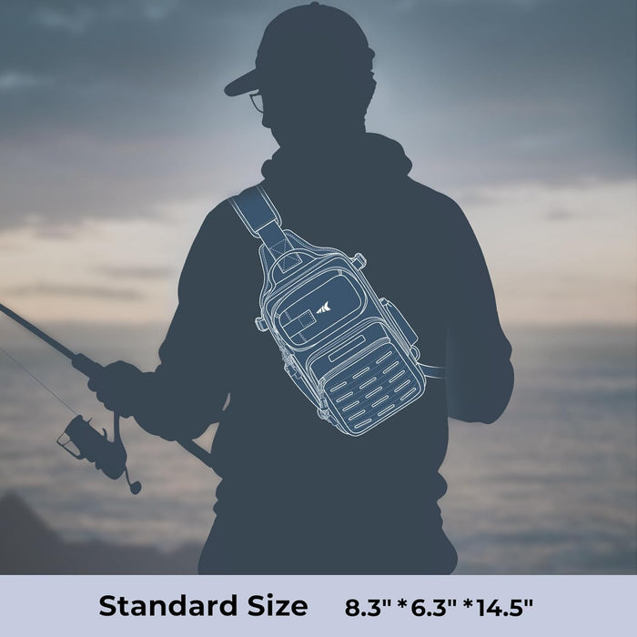 Blowbak Fishing Sling Bag, Fishing Backpack with Rod Holder