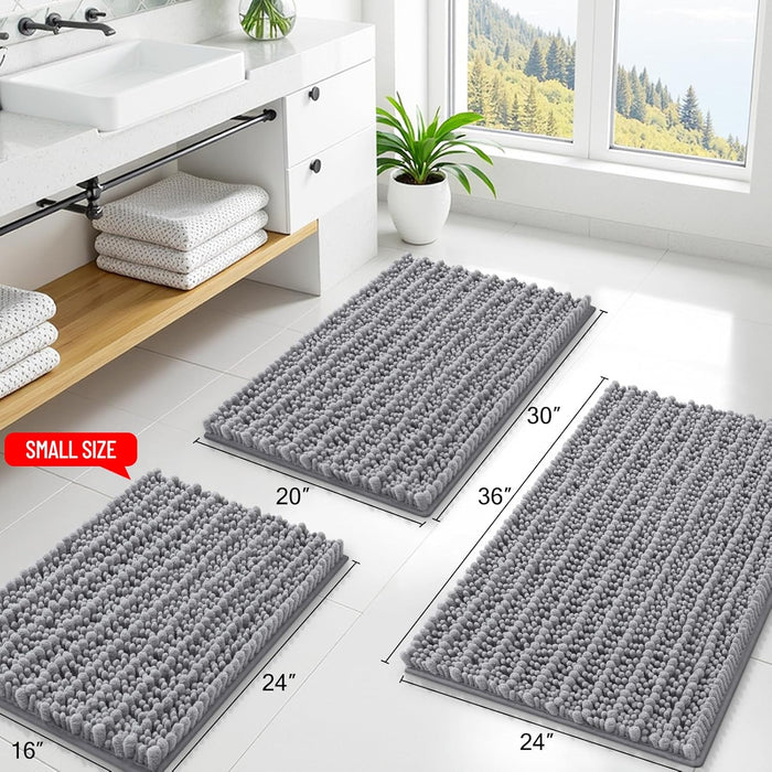 Bathroom Rugs 30X20, Extra Soft Rubber Backing Chenille Bath Mats