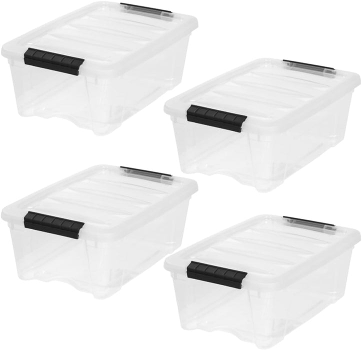 4-Pack 13 Quart Storage Bins with Lids, Clear