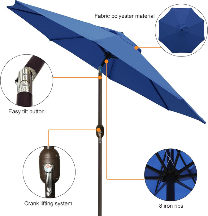 9' Outdoor Patio Umbrella, Outdoor Table Umbrella, Yard Umbrella, Market Umbrella with 8 Sturdy Ribs, Push Button Tilt a