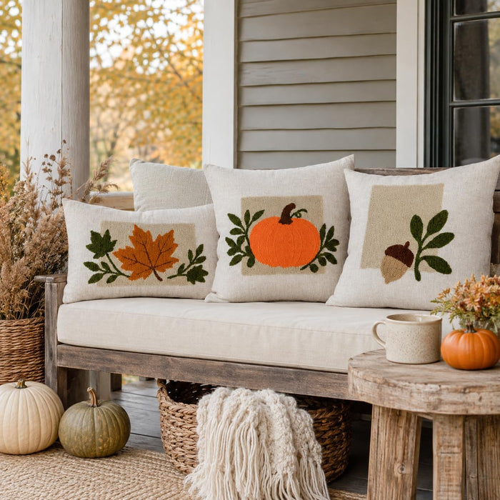 Cozy Fall 3D Acorn Embroidered Throw Pillow Cover 18x18, 1Piece