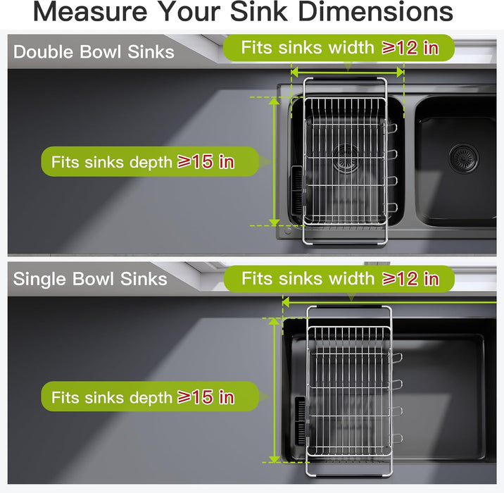 Dish Drying Rack in Sink, Dish Drainer with Cup and Utensil Holder