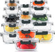 30 Pieces Glass Food Storage Containers Set with Lids, Gray
