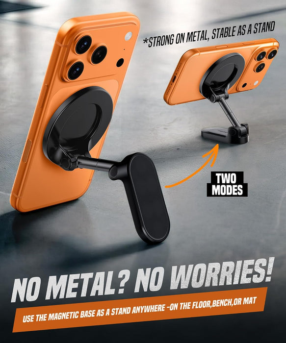 Magnetic Phone Holder for Gym,Adjustable Tripod Mount Ring Black