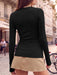 Women Long Sleeve Shirts Ribbed Fitted Tops