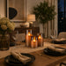 Flameless Candles with Moving Climbing Flame, 6-Pack 4" 5" 6" H LED Pillar Candles, 8-Key Remote, Battery Operated (2 AA Not Included), Table Centerpieces & Romantic Decor (Smoky Grey Ivory)