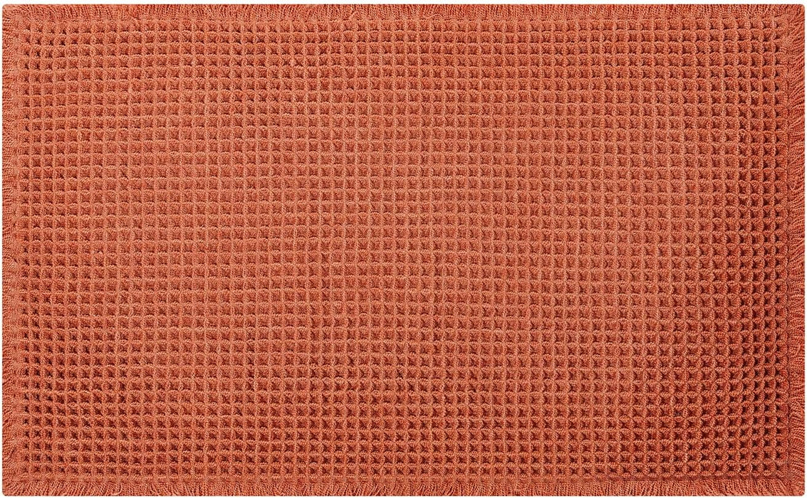 Burnt Orange Bathroom Rug, Fall Waffle Bath Mat Non Slip, 18" x 30"