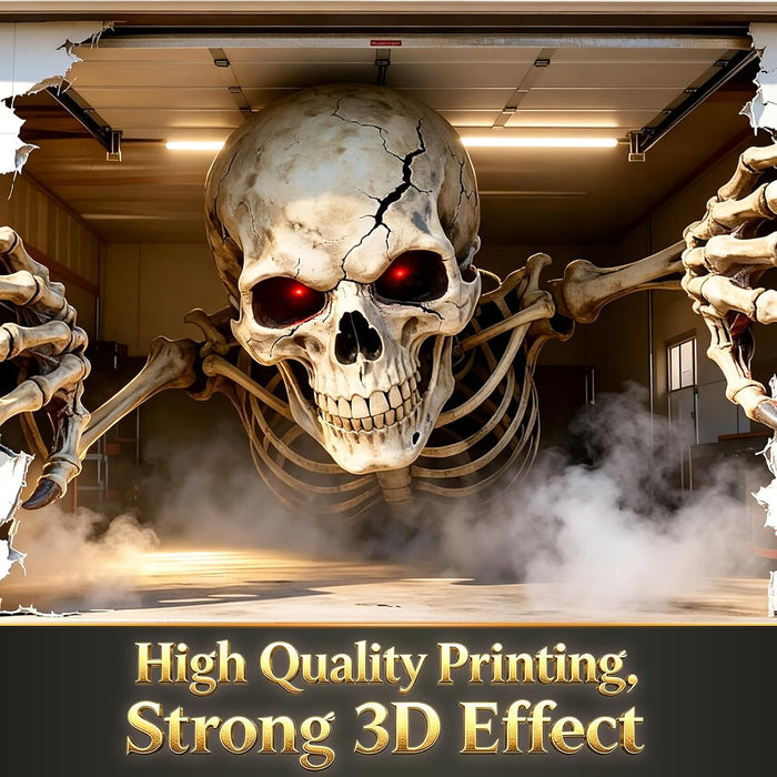 Halloween Garage Door Cover 16x7 FT, Realistic Garage Scene Design