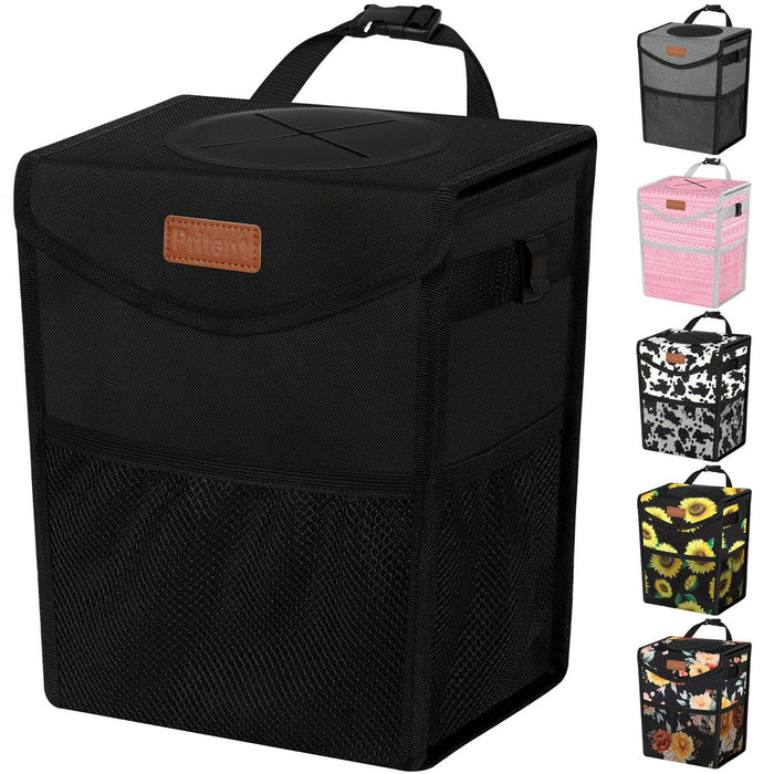 Car Trash Can with Lid Leakproof Car Garbage Bag Vehicle Trash Bin