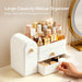 Makeup Organizer Countertop with Drawers, Vanity Organizers with Brush Holder, Bathroom Counter Organizer for Perfume, Nail Polishes, Lipsticks, Skincare and Eyeshadow Palettes, White