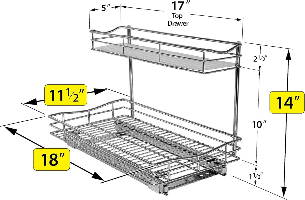 ® Pull Out Under Sink Kitchen Cabinet Organizer - 11.5 in. x 18 inch deep Drawer - Sliding Shelf Organizer for Cabinets 