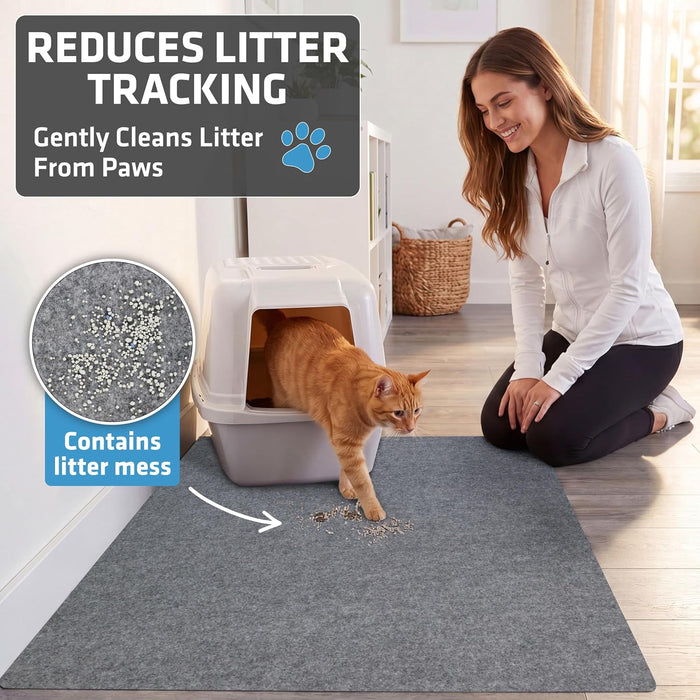 Cat Litter Box Mat, Litter Trapping Mat, Light Grey, 29x36 XL