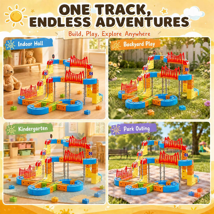 Electric Train Set for Kids, Race Track Car STEM Kit (170 Pcs)