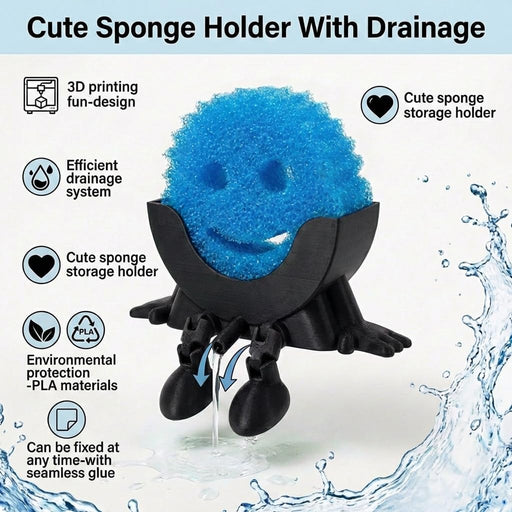 Creative Drainage Sponge Holder: Traceless Glue, 3D Printed Funny Kitchen Sink Holder, Keeps Sponge Dry – for Scrub Dadd
