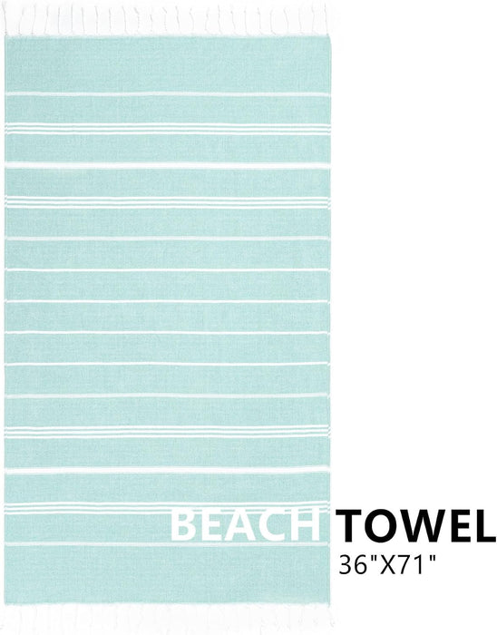 Turkish Beach Towel, 36"x71" Quick Dry Sand Free Oversized Towel, Aqua