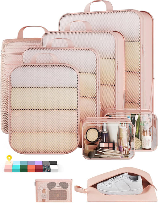9/11 Set Compression Packing Cubes for Cruise Travel Essentials,Compressible Expandable Luggage Suitcase Organizer Bags 