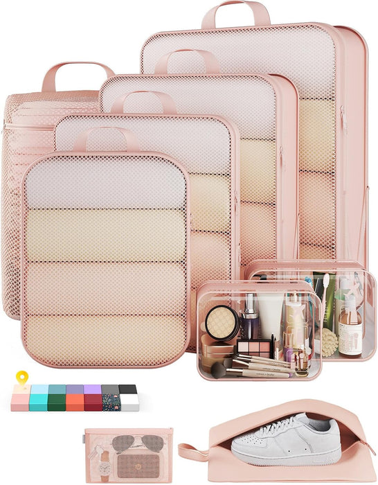 9/11 Set Compression Packing Cubes for Cruise Travel Essentials,Compressible Expandable Luggage Suitcase Organizer Bags 