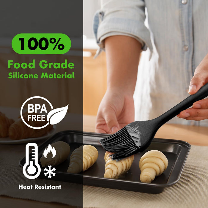 600℉ Heat Resistant Silicone Basting &Pastry Brushes, Black 2