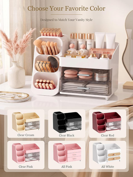 Large Makeup Organizer for Vanity Countertop, White