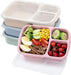4 Pack Bento Lunch Box Set 3 Compartment Food Storage Containers Wheat Straw Meal Prep Lunch Box Plastic Food Storage Co