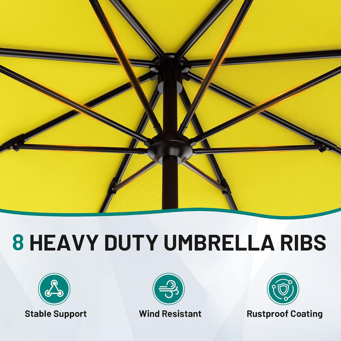 9FT Outdoor Patio Umbrella with Tilt and Crank, Yellow